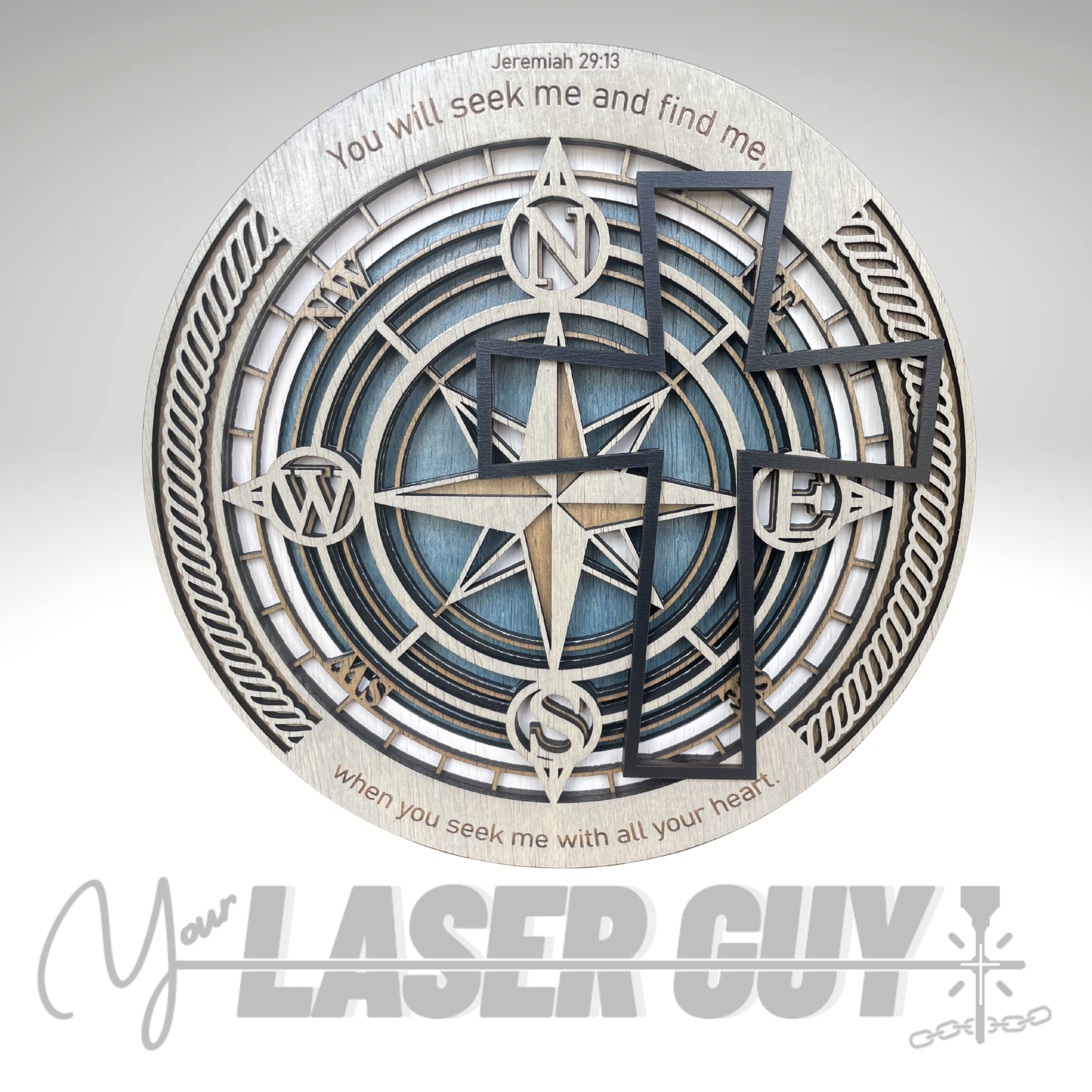 Christian Compass™ Layered Scripture Wall Art | 11" Faith-Inspired Wood Decor